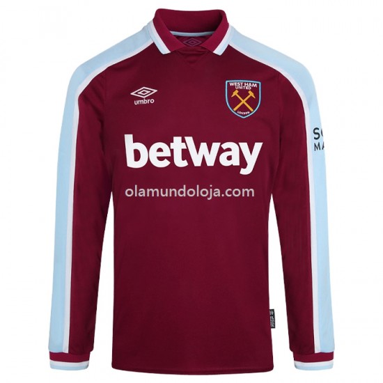 Camisola West Ham United Equipamento Primeiro 2021-2022 Manga Larga